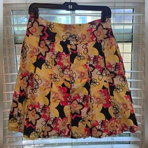 Retro Vibes ✨️ Floral A-Line Skirt in Yellow, Pink & Black